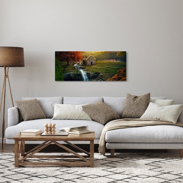 Egy ház képe egy mesebeli tájban (120x50 cm)