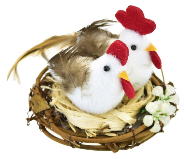 Csirke kakassal húsvéti dekoráció , átmérő 12 cm