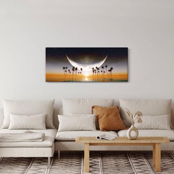 Kép - Hold a pálmafák felett (120x50 cm)