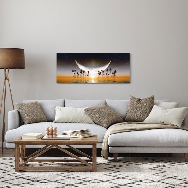 Kép - Hold a pálmafák felett (120x50 cm)