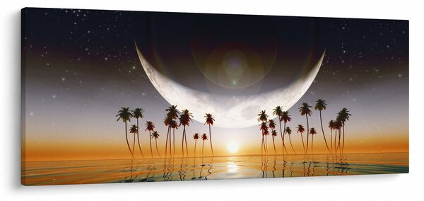 Kép - Hold a pálmafák felett (120x50 cm)