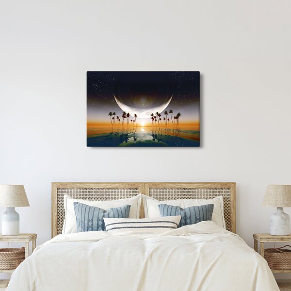 Kép - Hold a pálmafák felett (90x60 cm)