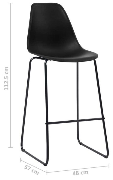 Modern Fekete Bárszék - 2 db - Műanyag