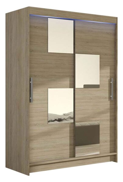 Gardróbszekrény Closico Pacron III, Laminált forgácslap, 200x120x58cm, Sonoma tölgy