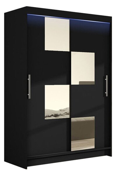 Gardróbszekrény Closico Pacron III, Laminált forgácslap, 200x120x58cm, Fekete