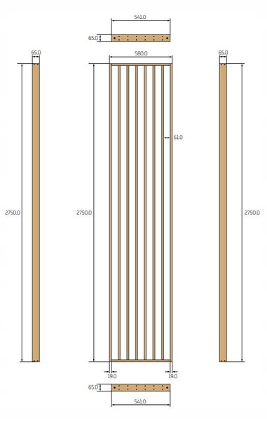 MDF válaszfal Riflaj, LDA PREMIUM, Ezüstös tölgy, 275x58 cm