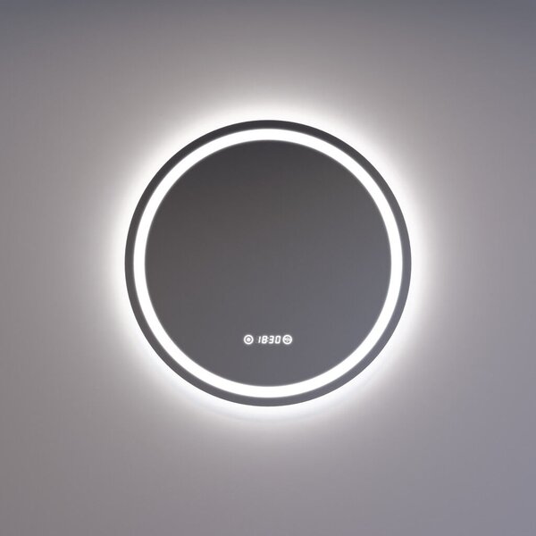 Welland Classico LED tükör - fényerő + színhőfok állítás + páramentesítő + óra - Ø 60 cm