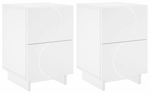 VidaXL Éjjeliszekrény 2 db Fehér 33,5 x 34,5 x 50 cm Szerelt Fa