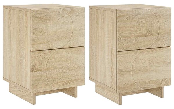 VidaXL Éjjeliszekrény 2 db Sonoma Tölgy 33,5 x 34,5 x 50 cm Szerelt Fa