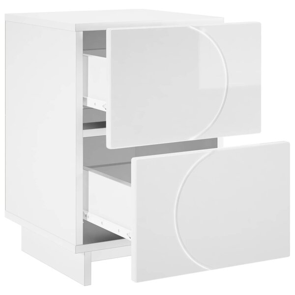 VidaXL Éjjeliszekrény 2 db Magasfényű Fehér 33,5 x 34,5 x 50 cm