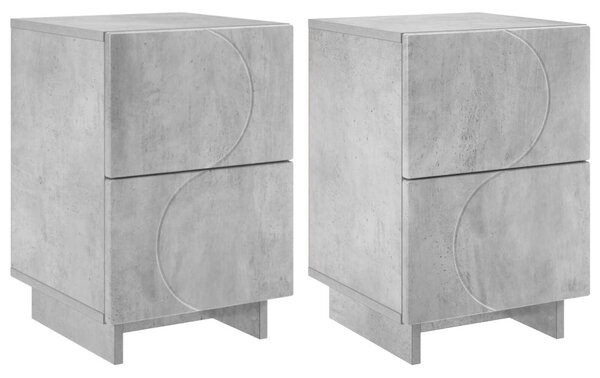 VidaXL Éjjeliszekrény 2 db Betonszürke 33,5 x 34,5 x 50 cm Szerelt Fa