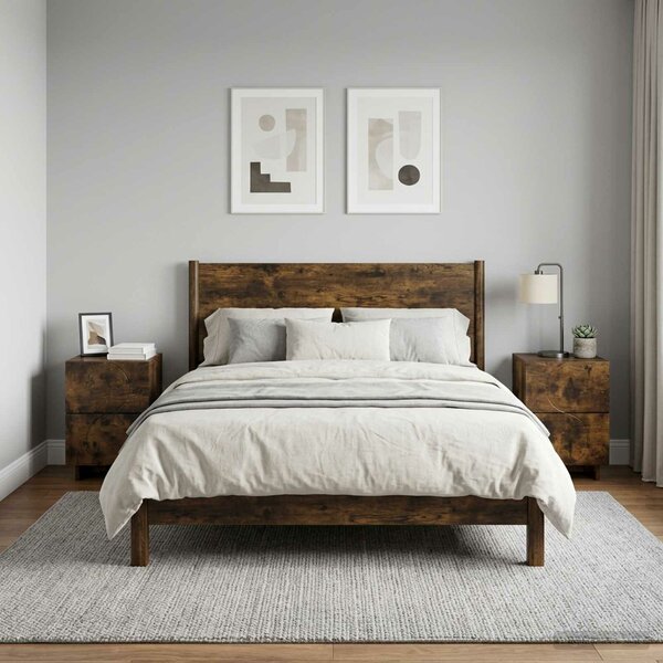 VidaXL Éjjeliszekrény 2 db Füstös Tölgy 33,5 x 34,5 x 50 cm Szerelt Fa