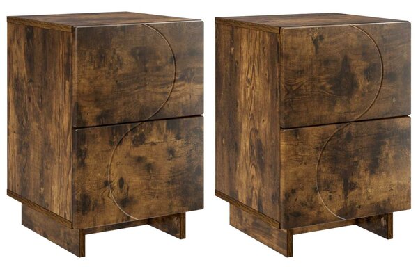 VidaXL Éjjeliszekrény 2 db Füstös Tölgy 33,5 x 34,5 x 50 cm Szerelt Fa