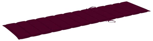 VidaXL Teakfa Napozóágy - Bordó Párnával - 195cm