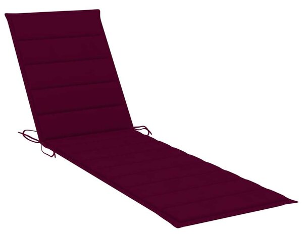 VidaXL Teakfa Napozóágy - Bordó Párnával - 195cm