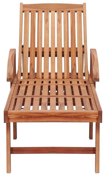 VidaXL Teakfa Napozóágy - Bordó Párnával - 195cm