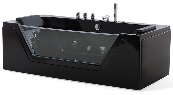 Sarok hidromasszázs kád LED világítással SAMANA 174 x 79 cm Fekete