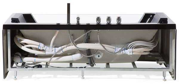 Sarok hidromasszázs kád LED világítással SAMANA 174 x 79 cm Fekete