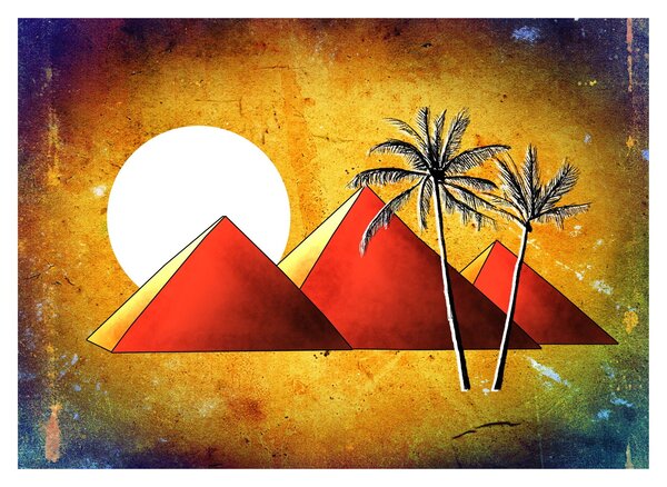 Festett egyiptomi piramisok képe (70x50 cm)