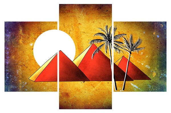 Festett egyiptomi piramisok képe (90x60 cm)