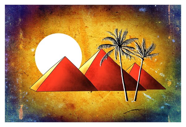 Festett egyiptomi piramisok képe (90x60 cm)