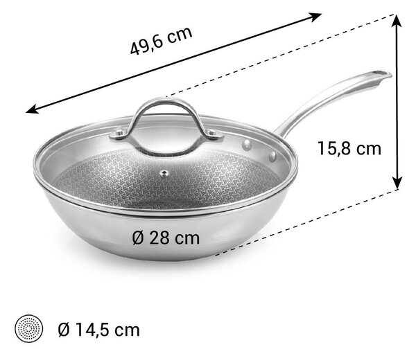 SteelCRAFT wok fedővel ø 28 cm