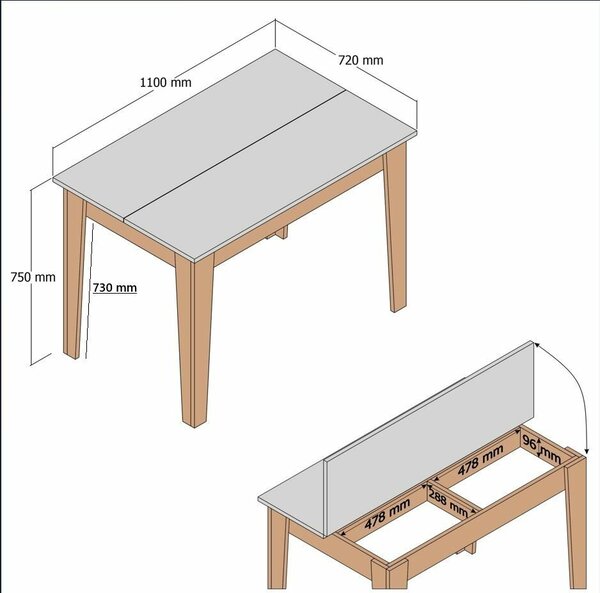 Hanah Home Kitchen Table Walnut Cream Kiev 508 - Walnut, Cream
