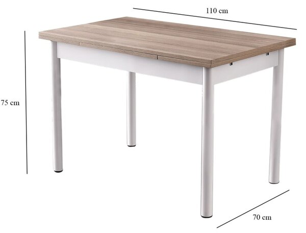 Hanah Home kihúzható étkezőasztal, tölgy és fehér, Polo - 1302
