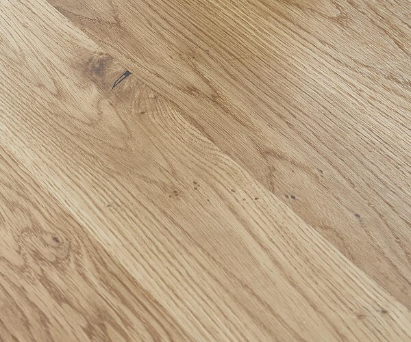 DELIFE Étkezőasztal Edge hajóformájú 200x100x2,5-3 cm tölgy természetes üveg svájci él