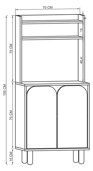 Hanah Home Többcélú szekrény Sapphire Oak White Parma 2 - Sapphire Oak, Fehér