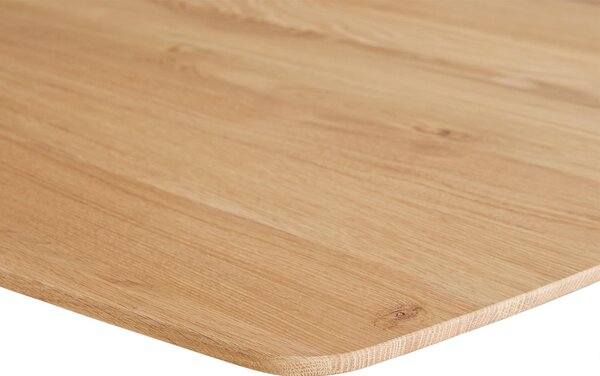 DELIFE Étkezőasztal Edge hajóformájú 200x100x2,5-3 cm tölgy természetes üveg svájci él