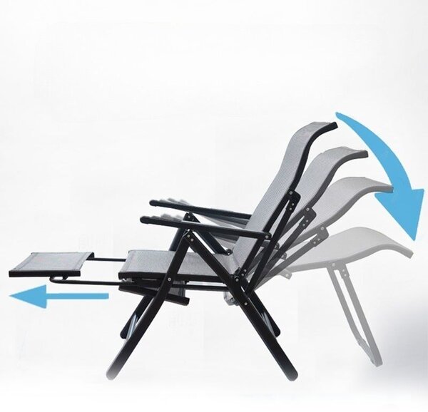 Flippy 2in1 Kerti Szék, Napozóágy, Összecsukható, Fém Váz, Vízlepergető, 47 x 110 x 46 cm, Fekete