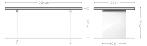 DELIFE Étkezőasztal Edge hajóformájú 200x100x2,5-3 cm tölgy természetes üveg svájci él