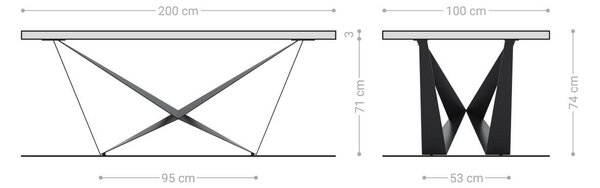 DELIFE Étkezőasztal Edge hajóformájú 200x100x2,5-3 tölgy természetes pókláb laposacél fekete svájci él