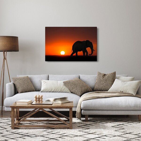 Elefánt képe naplementekor (90x60 cm)