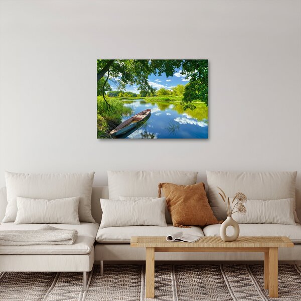 Egy nyári folyó képe hajóval (70x50 cm)