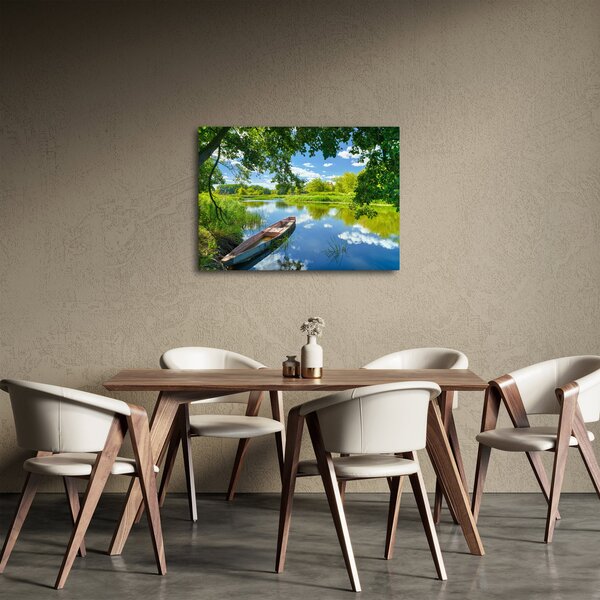 Egy nyári folyó képe hajóval (70x50 cm)