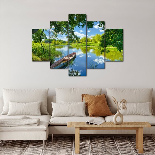 Egy nyári folyó képe hajóval (150x105 cm)