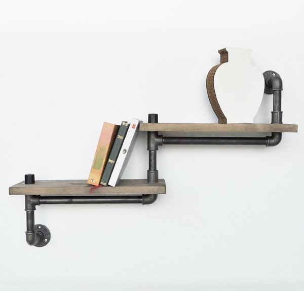 Hanah Home Pipe Shelf, fekete dió színben, Boruraf012