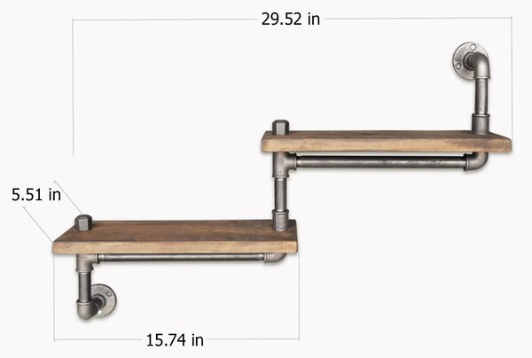 Hanah Home Pipe Shelf, fekete dió színben, Boruraf012