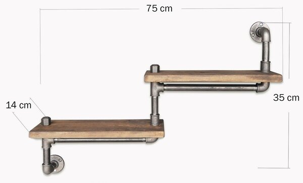 Hanah Home Pipe Shelf, fekete dió színben, Boruraf012