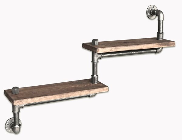Hanah Home Pipe Shelf, fekete dió színben, Boruraf012
