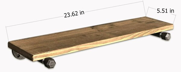 Hanah Home Pipe Shelf Walnut Black Boruraf113