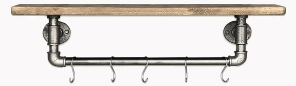 Hanah Home Pipe Shelf Walnut Black Boruraf113