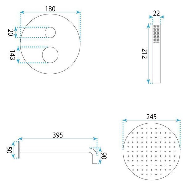 Rea Venti, rejtett zuhanyszett + BOX, matt arany, REA-P8710