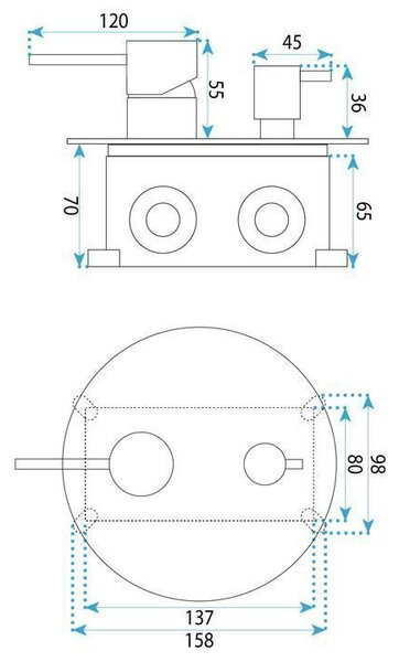 Rea Venti, rejtett zuhanyszett + BOX, matt arany, REA-P8710