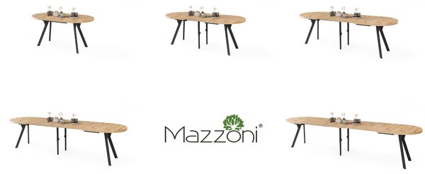 Mazzoni Ovális bővíthető étkezőasztal EXPANSO Artisan Tölgy / fekete lábak