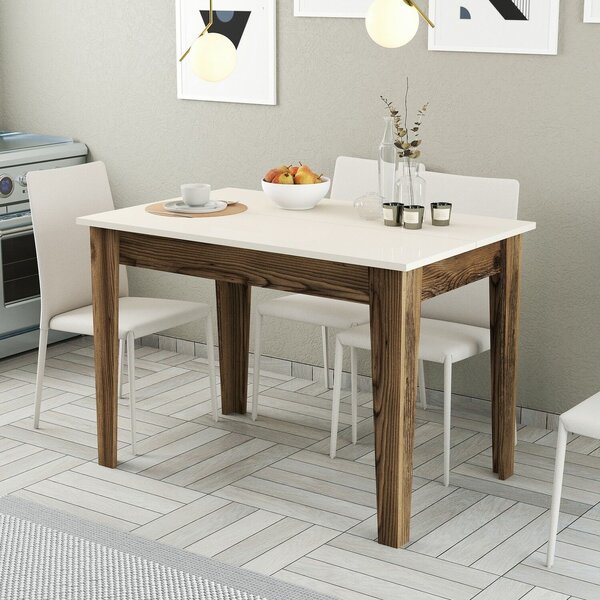 Hanah Home Kitchen Table Walnut Cream Kiev 508 - Walnut, Cream