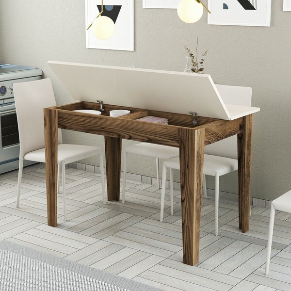Hanah Home Kitchen Table Walnut Cream Kiev 508 - Walnut, Cream