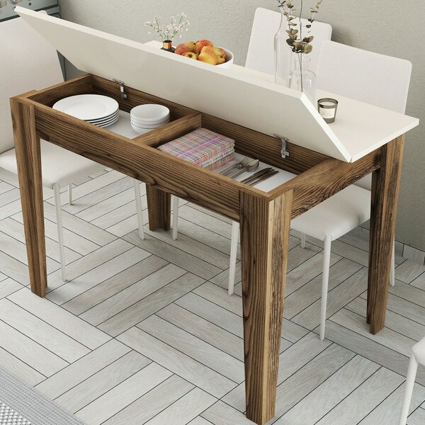 Hanah Home Kitchen Table Walnut Cream Kiev 508 - Walnut, Cream